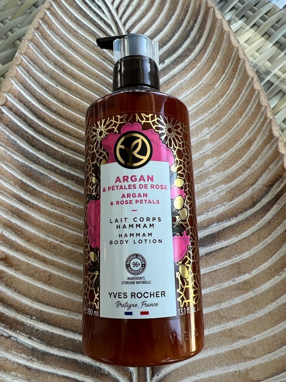 Yves Rocher Large 13.1oz Argan & Rose Petals Lait Corps Made in France NEW